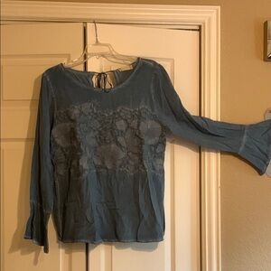 Altar'd State Blue Graphic Relaxed Blouse